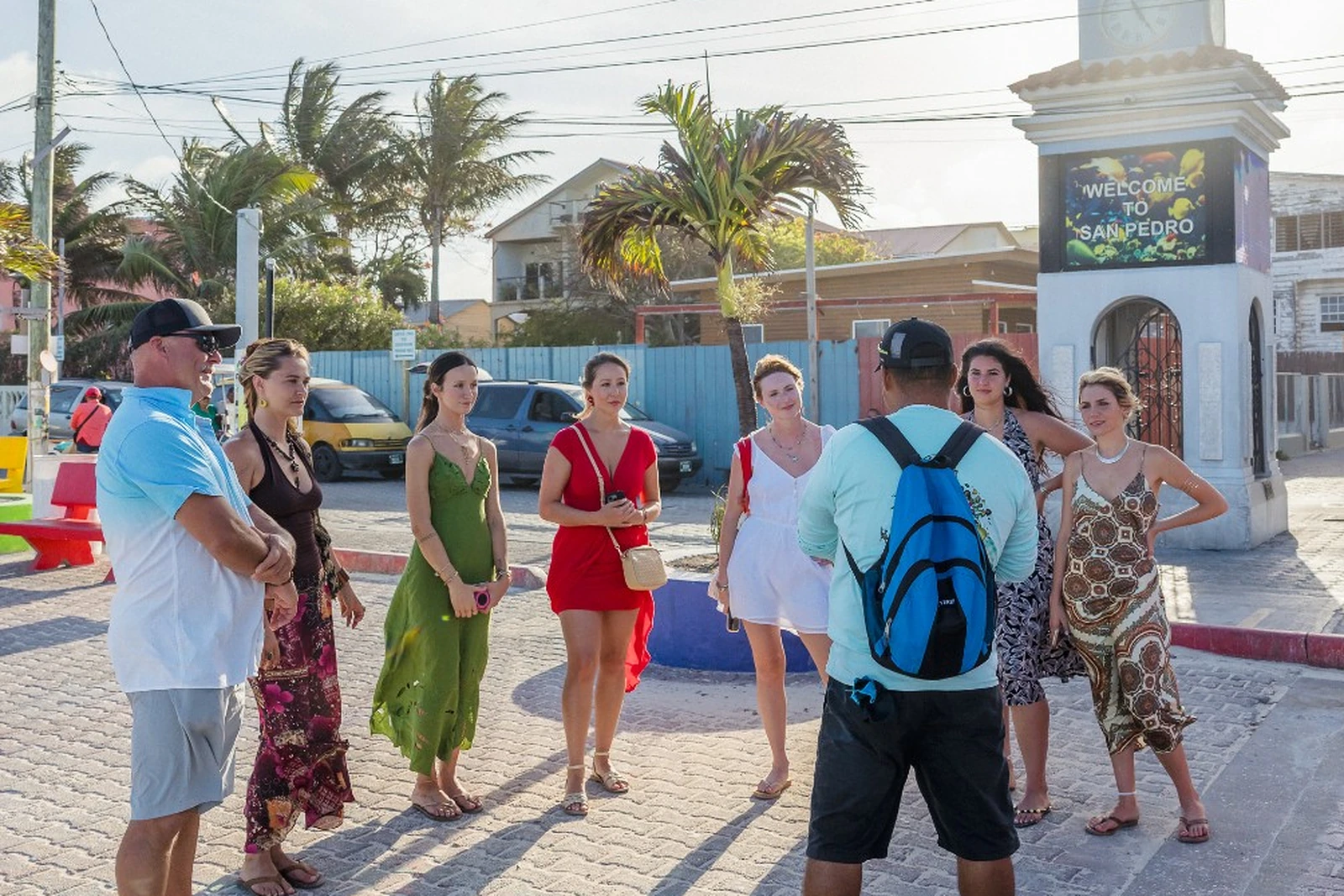 Belizean Bites lunch tour guests gathering together in San Pedro